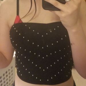 Black Rhinestone Tube Top